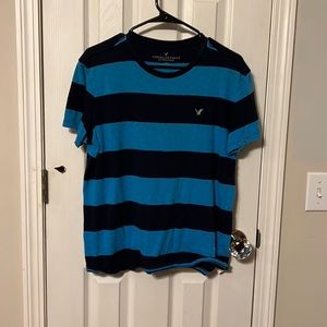 Blue and black American eagle striped shirt.